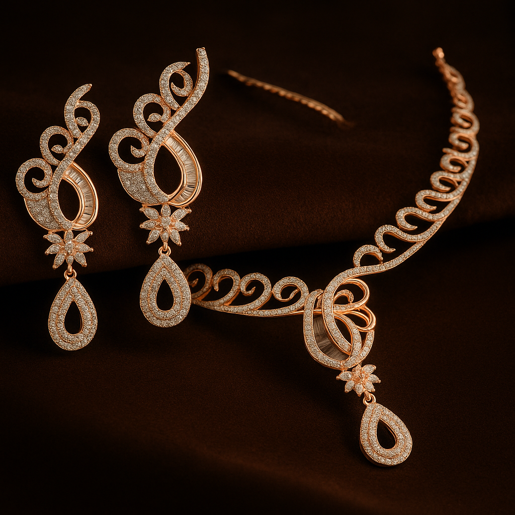 Royal Swirl Diamond Necklace Set
