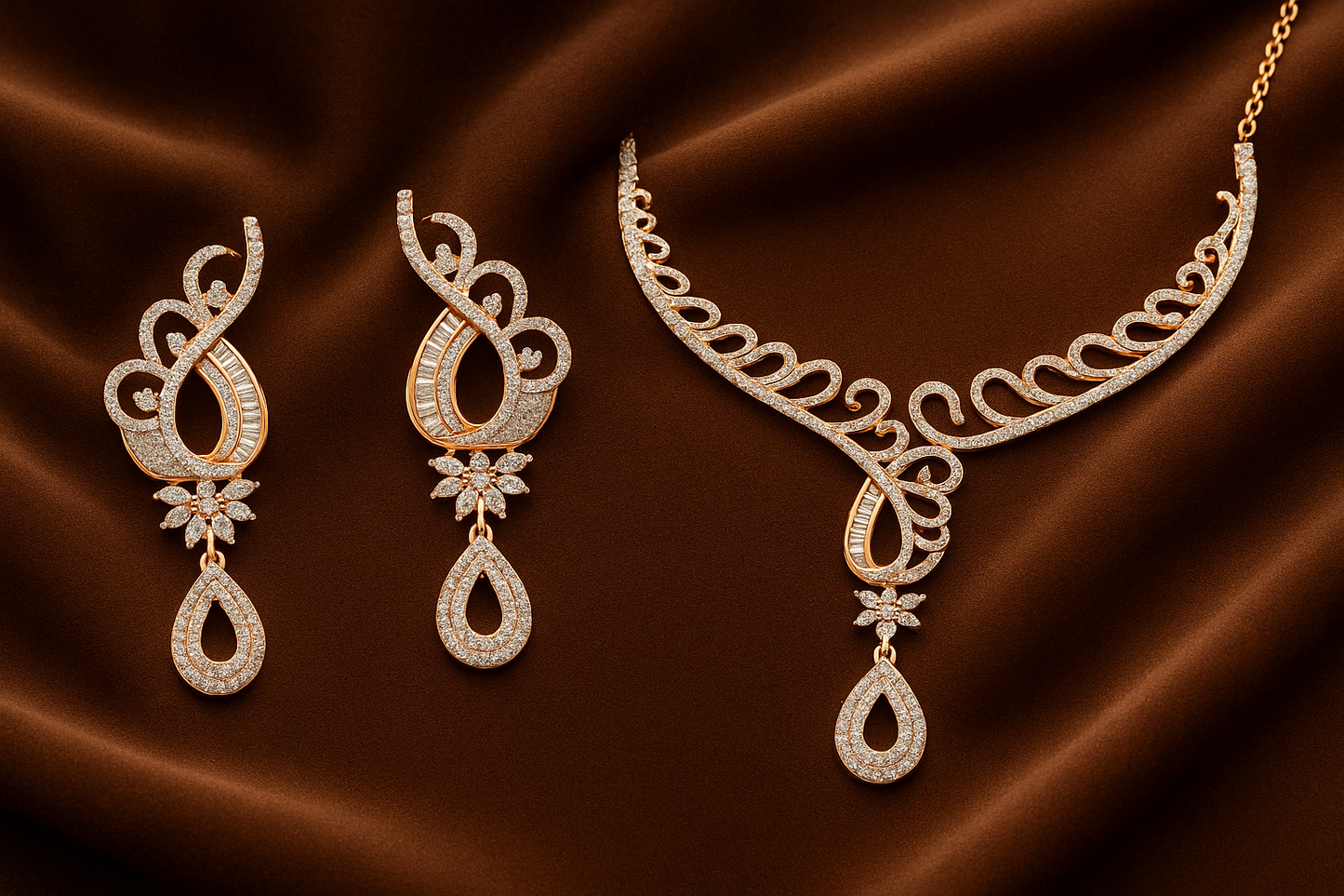 Royal Swirl Diamond Necklace Set