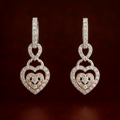 Twilight Hearts Diamond Pendant & Ear-rings Set