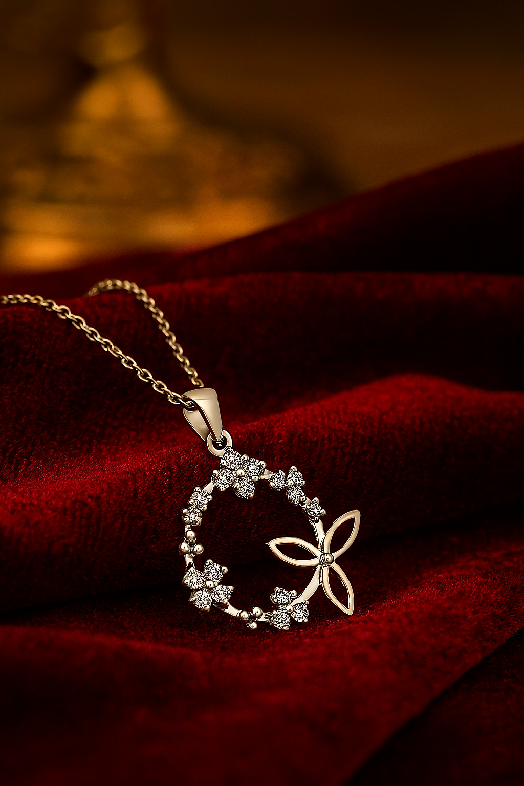 Ladies Floral Wreath Diamond Pendant