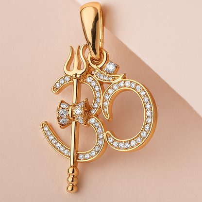 Sacred Harmony – Om Trishul Diamond Pendant
