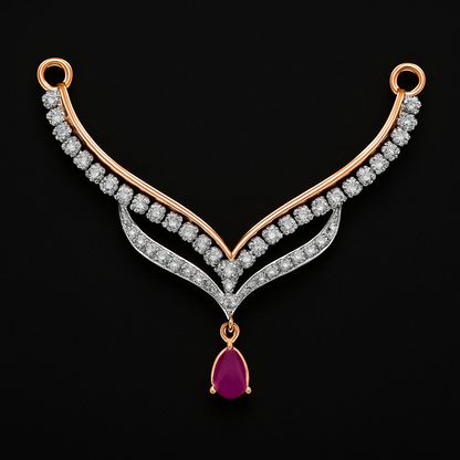 Crimson Bloom – Diamond Pendant with Ruby Drop