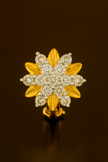 Ladies Floral Diamond Stud Earrings