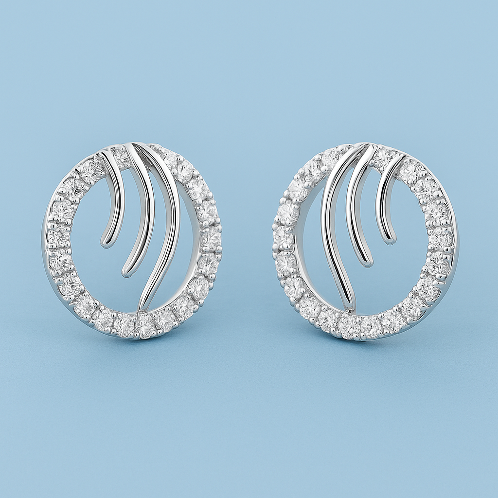 Ladies Contemporary Circle Diamond Earrings