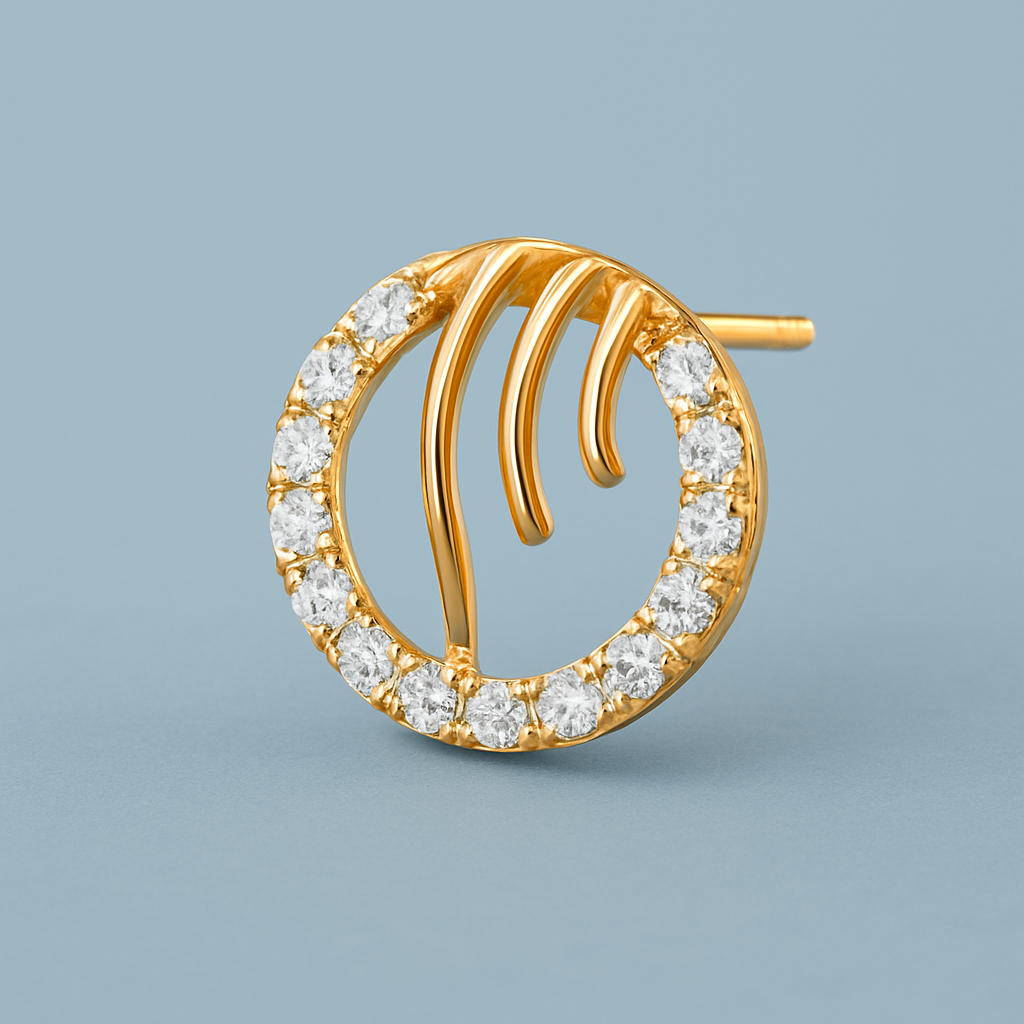 Ladies Contemporary Circle Diamond Earrings