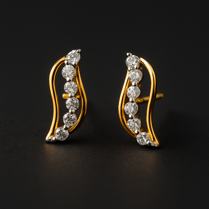Ladies Elegant Curve Diamond Earrings