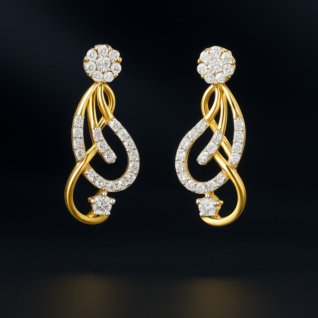 Ladies Twisted Loop Diamond Earrings