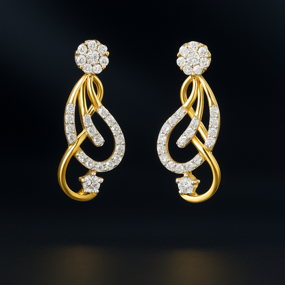 Ladies Twisted Loop Diamond Earrings
