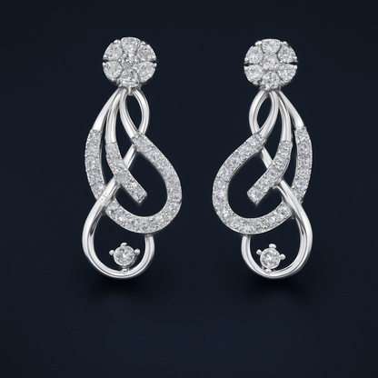 Ladies Twisted Loop Diamond Earrings