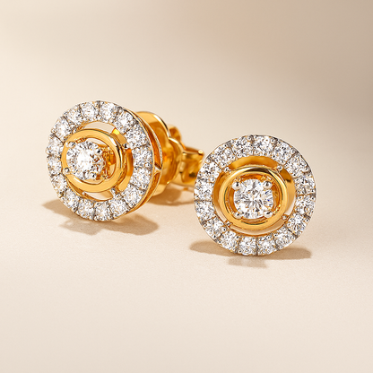 Ladies Halo Round Diamond Stud Earrings