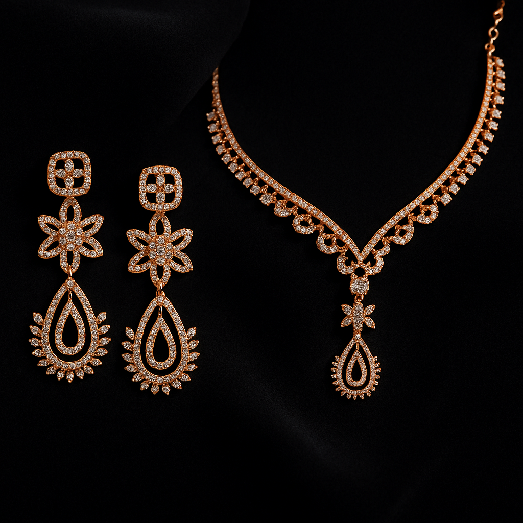 Ladies Royal Drop Floral Necklace set