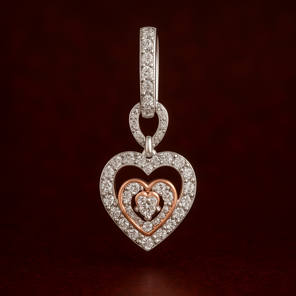 Twilight Hearts Diamond Pendant & Ear-rings Set
