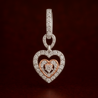 Twilight Hearts Diamond Pendant & Ear-rings Set
