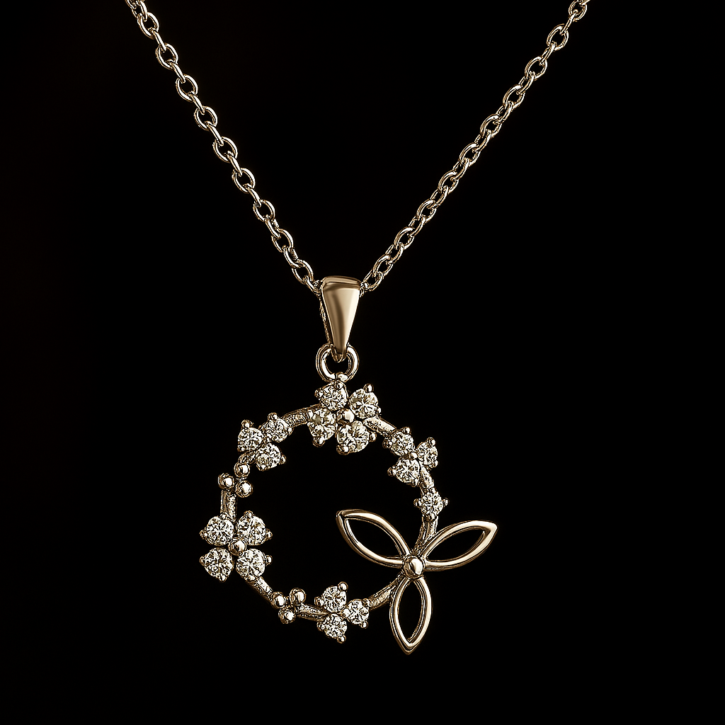 Ladies Floral Wreath Diamond Pendant