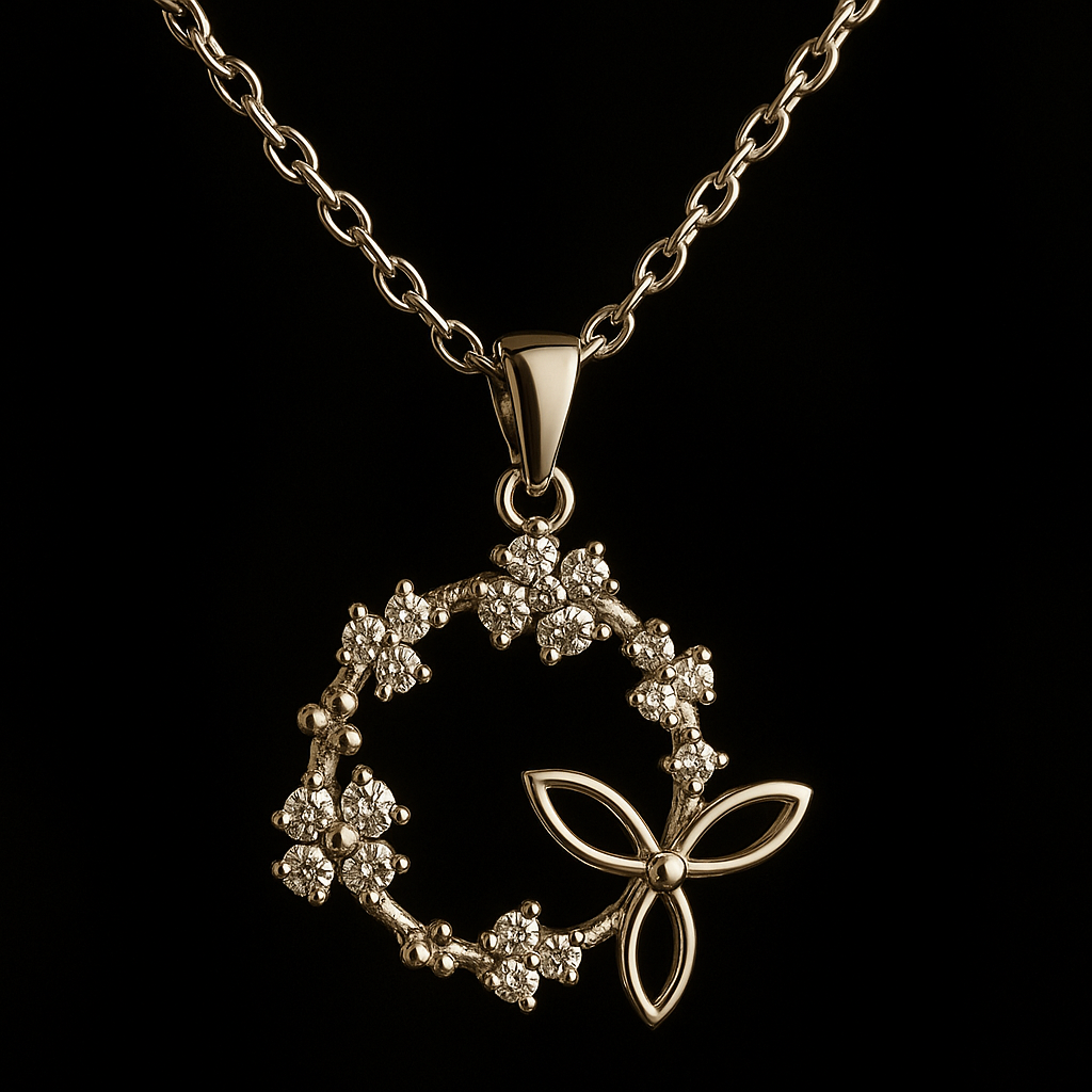 Ladies Floral Wreath Diamond Pendant