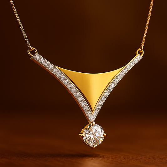 Radiant Solitaire V- Diamond Pendant