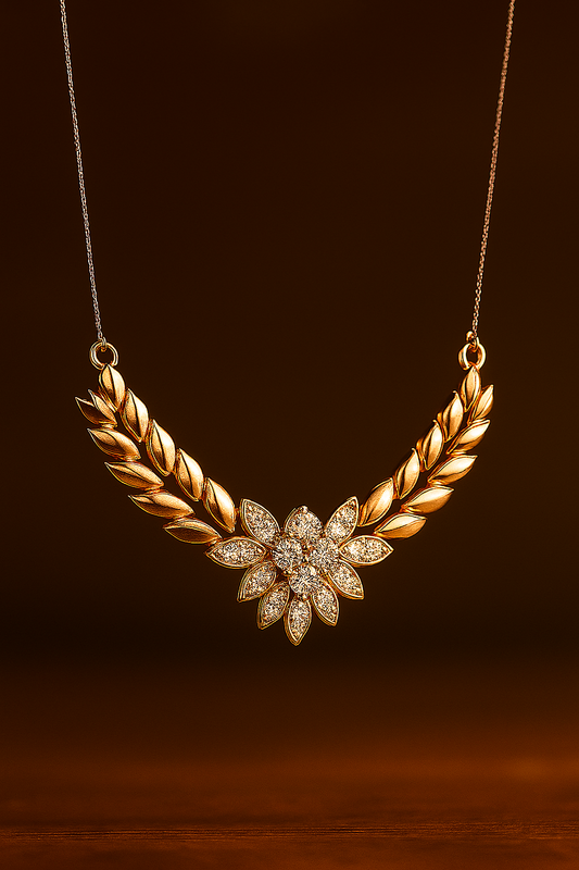 Golden Bloom – Floral Diamond Pendant