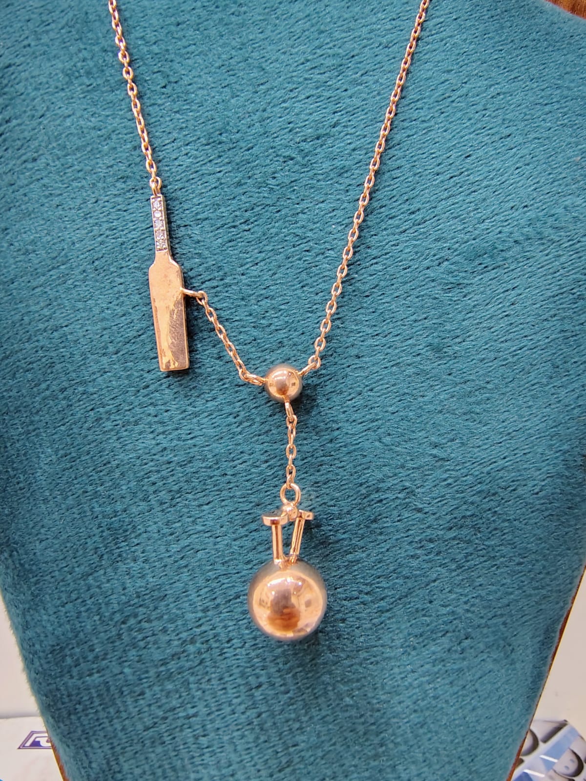 Cricket bat & Ball Pendant With Chain