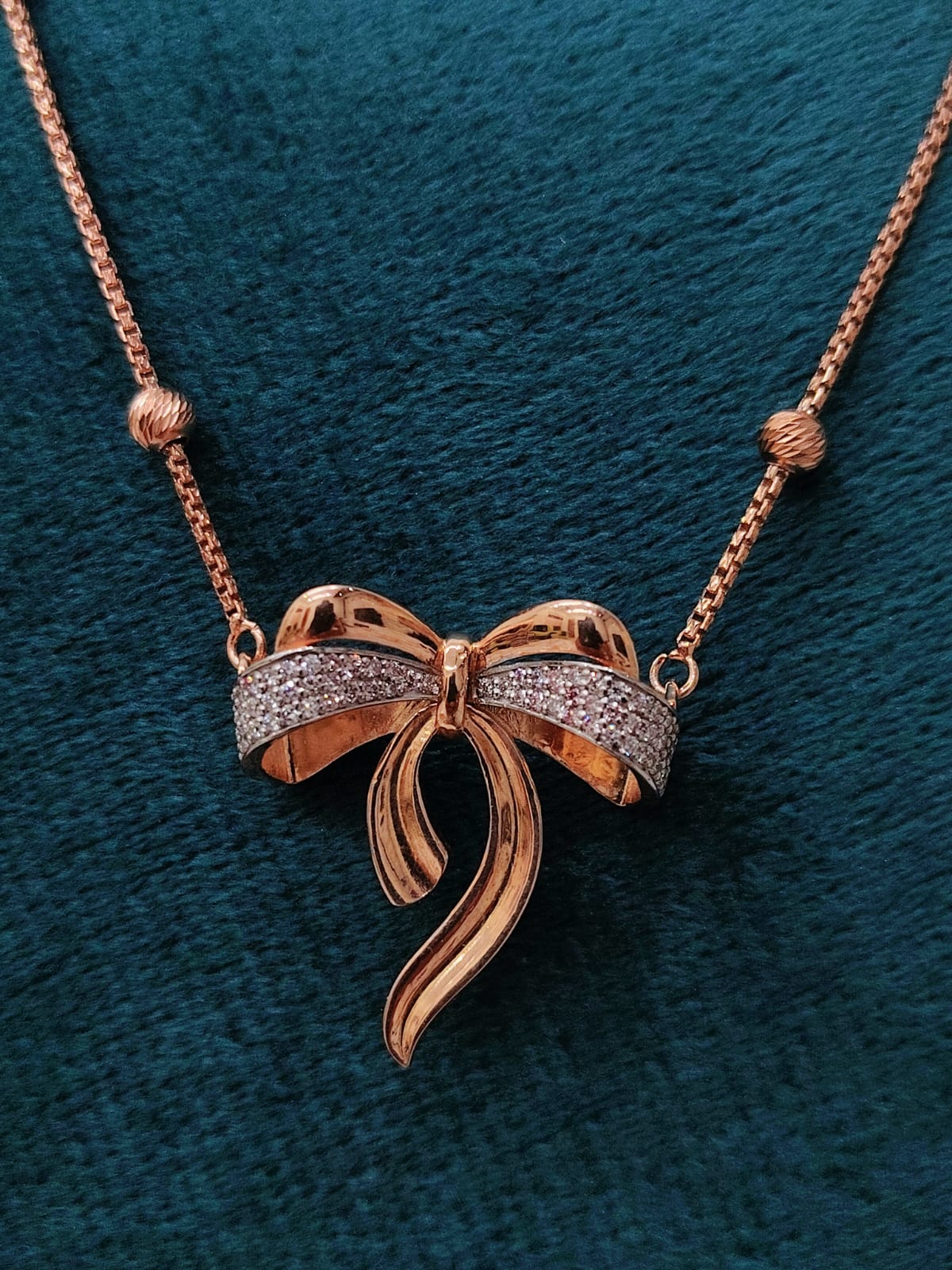 Aurora Ribbon Bow Pendant with Chain