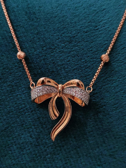 Aurora Ribbon Bow Pendant with Chain