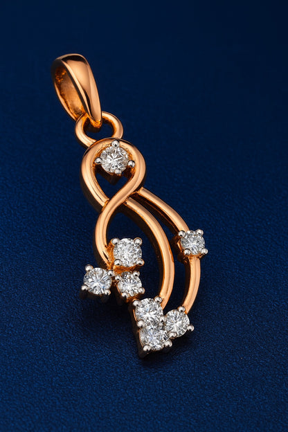 Ladies Twisted Gold Flow Diamond Pendant