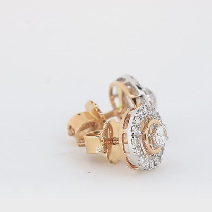 Ladies Halo Round Diamond Stud Earrings