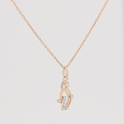 Ladies Twisted Gold Flow Diamond Pendant